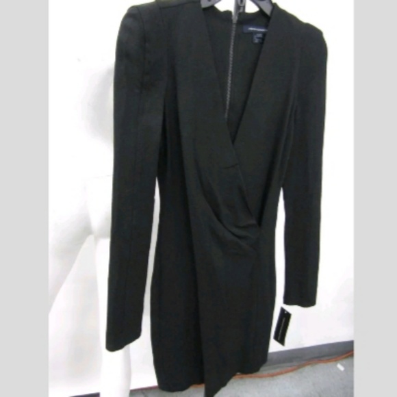 French Connection Black V-neck Dress Long Sleeves  - Picture 5 of 7